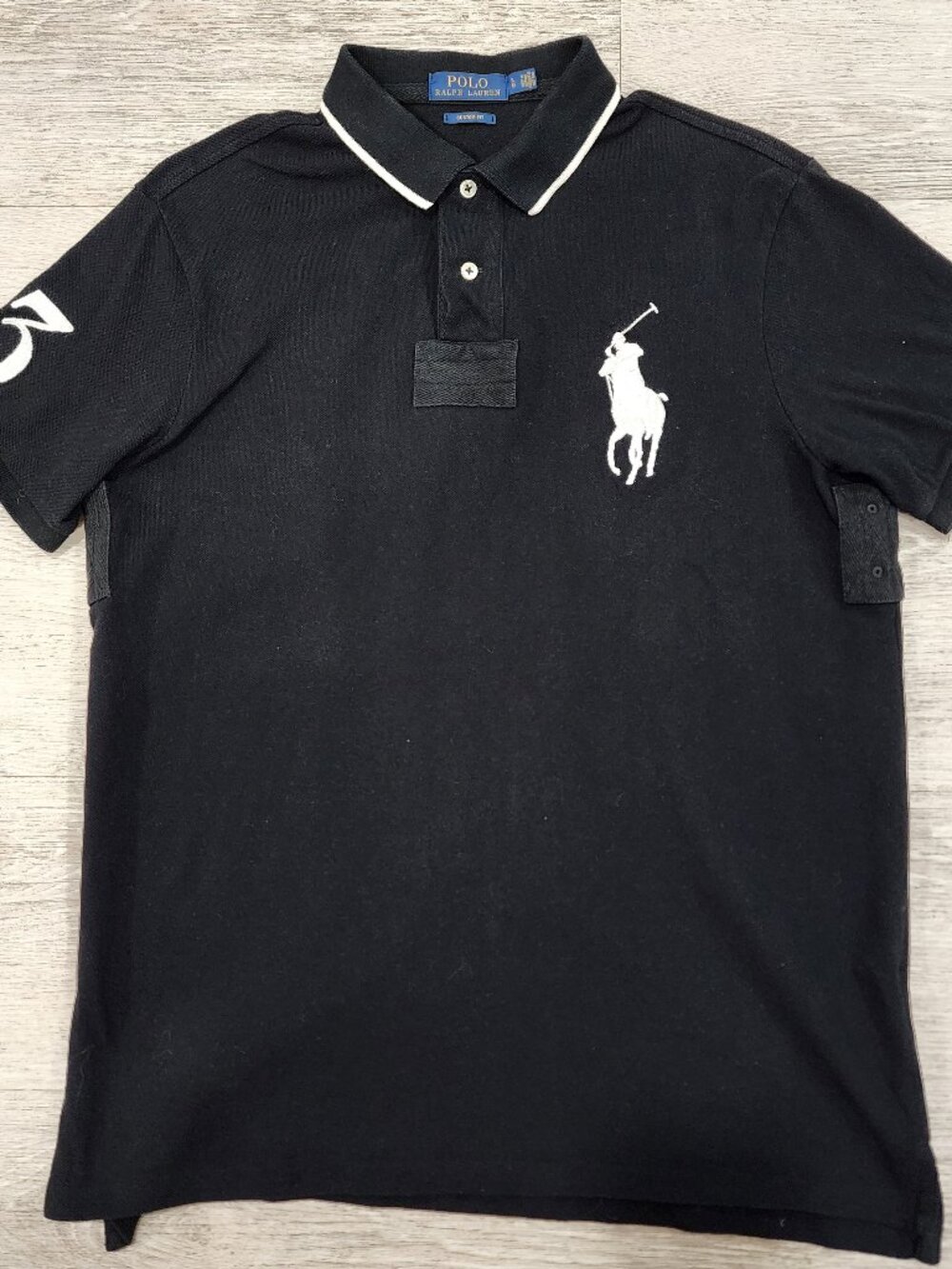 Polo Ralph Lauren Big Pony Custom Fit Black Polo Shirt Men's L Preppy Casual